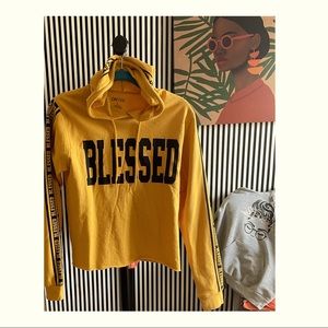 Semi-cropped “Blessed” hoodie